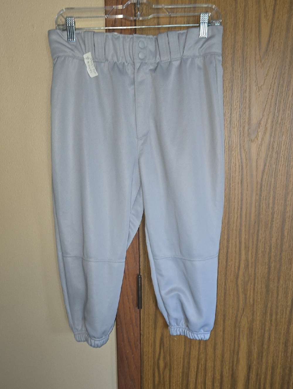 Light Gray Elastic Waist Baseball Pants